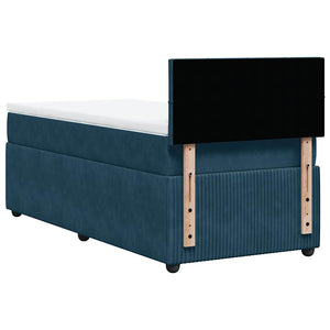 Κρεβάτι Boxspring με Στρώμα Μπλε 80 x 200 εκ. Βελούδινο - Pakobazaar