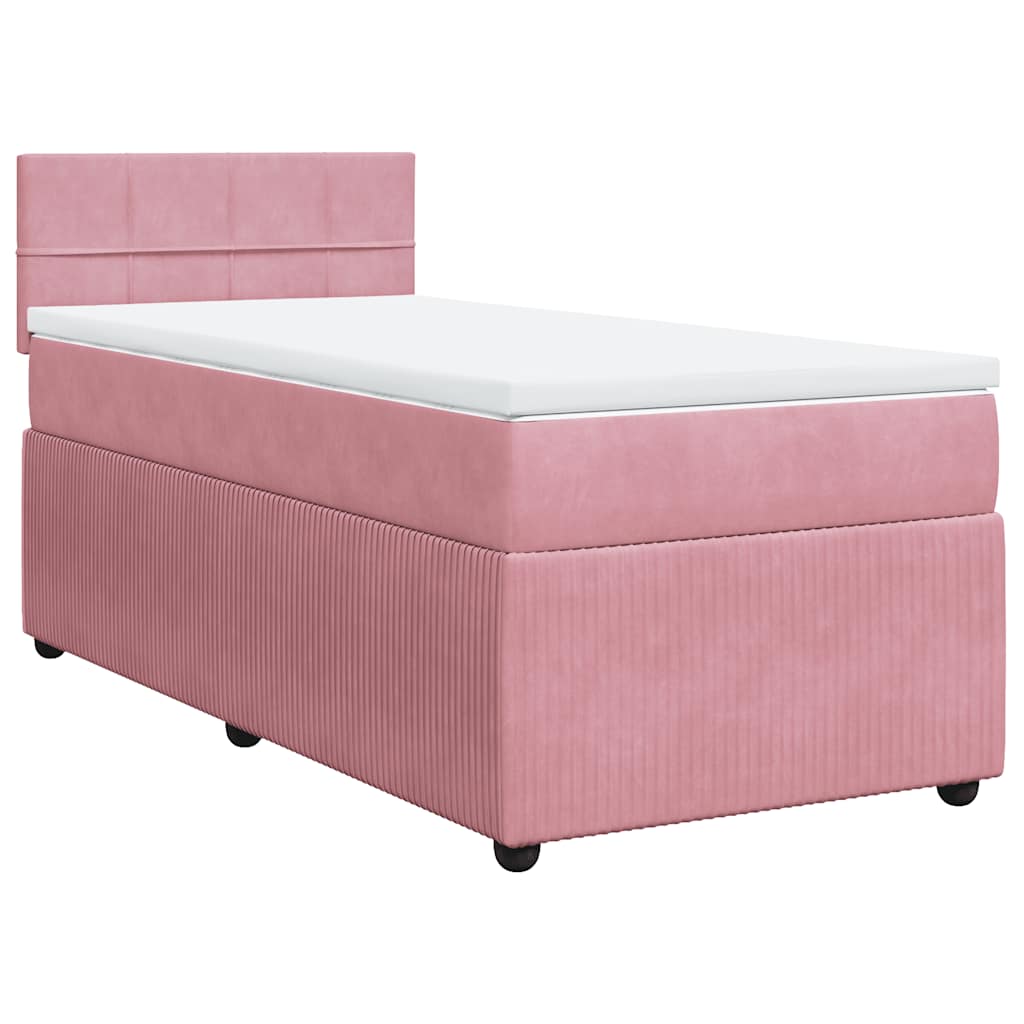 Κρεβάτι Boxspring με Στρώμα Ροζ 80 x 200 εκ. Βελούδινο - Pakobazaar