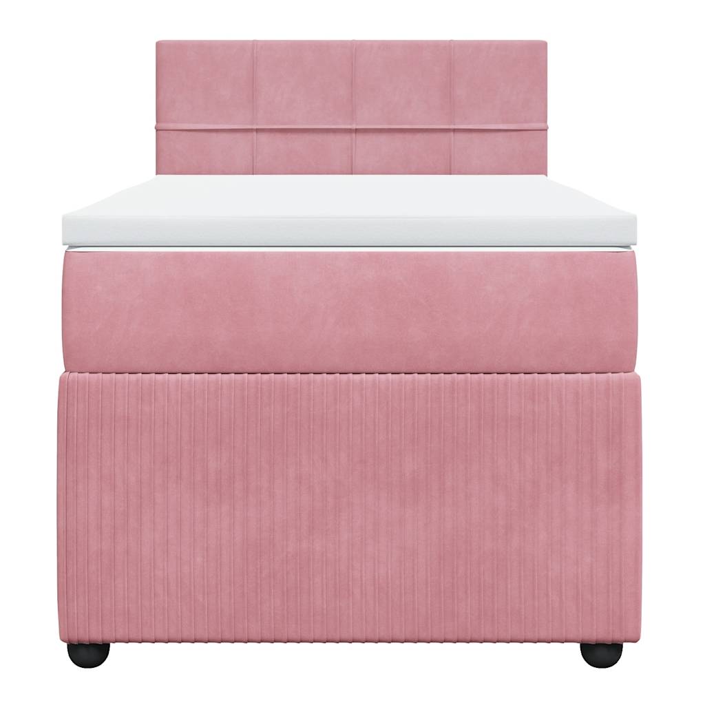 Κρεβάτι Boxspring με Στρώμα Ροζ 80 x 200 εκ. Βελούδινο - Pakobazaar
