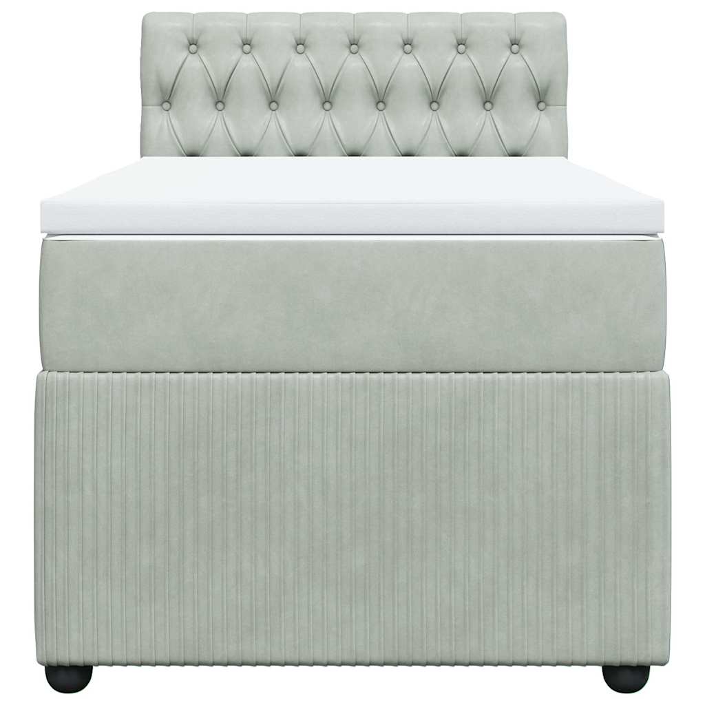 Κρεβάτι Boxspring με Στρώμα Ανοιχτό Γκρι 80x200 εκ. Βελούδινο - Pakobazaar