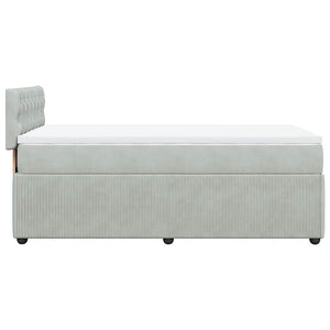 Κρεβάτι Boxspring με Στρώμα Ανοιχτό Γκρι 80x200 εκ. Βελούδινο - Pakobazaar