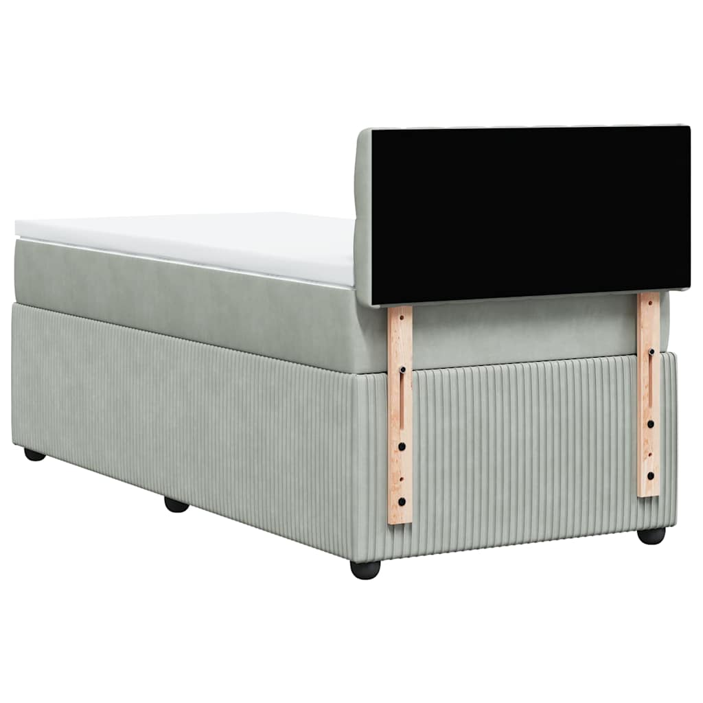 Κρεβάτι Boxspring με Στρώμα Ανοιχτό Γκρι 80x200 εκ. Βελούδινο - Pakobazaar