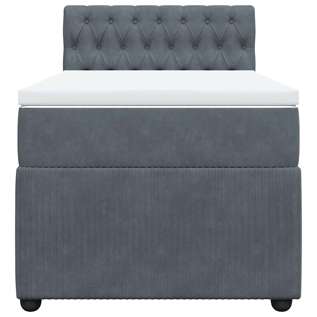 Κρεβάτι Boxspring με Στρώμα Σκούρο Γκρι 80x200 εκ. Βελούδινο