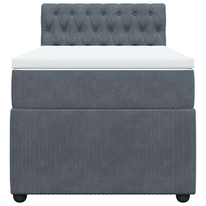 Κρεβάτι Boxspring με Στρώμα Σκούρο Γκρι 80x200 εκ. Βελούδινο