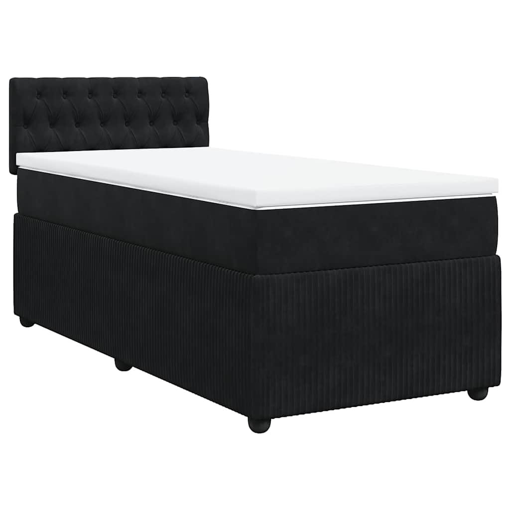 Κρεβάτι Boxspring με Στρώμα Μαύρο 80 x 200 εκ. Βελούδινο
