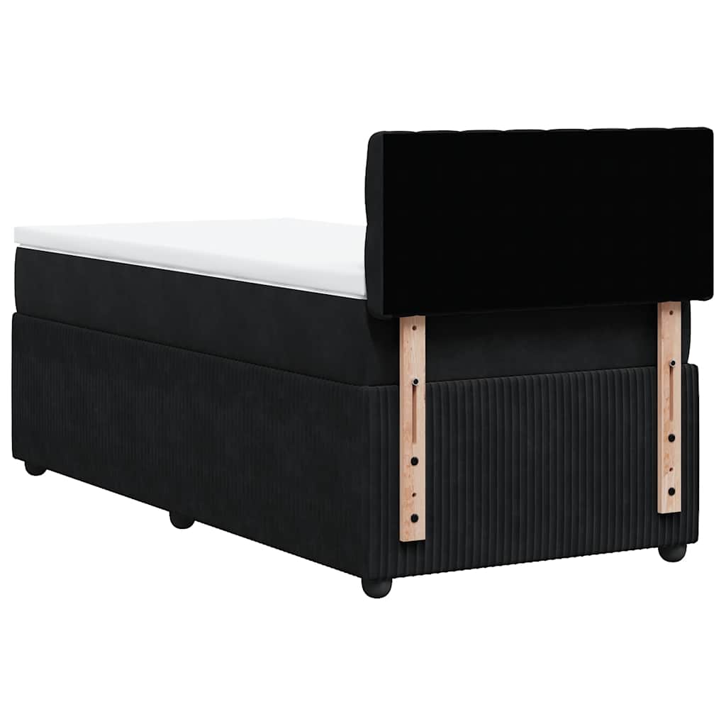 Κρεβάτι Boxspring με Στρώμα Μαύρο 80 x 200 εκ. Βελούδινο