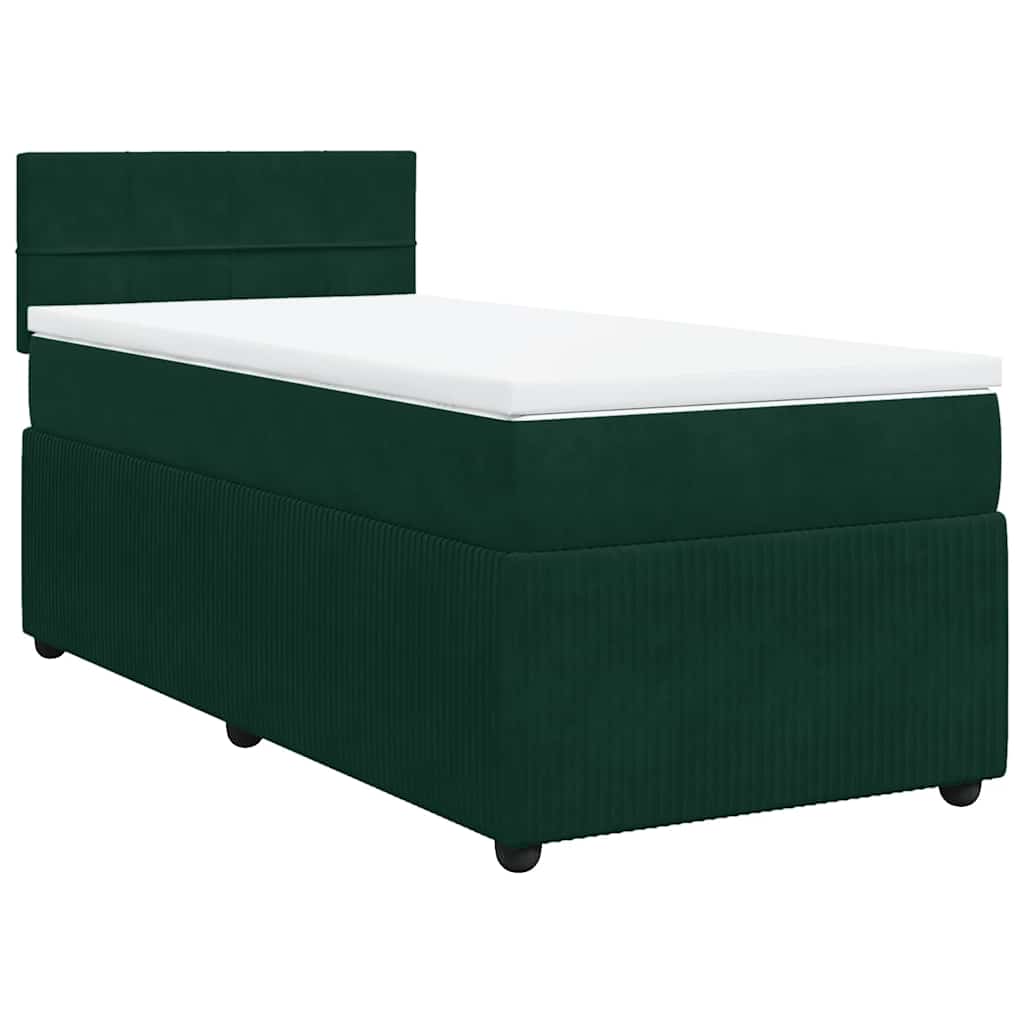 Κρεβάτι Boxspring με Στρώμα Σκούρο Πράσινο 80x200 εκ. Βελούδινο - Pakobazaar