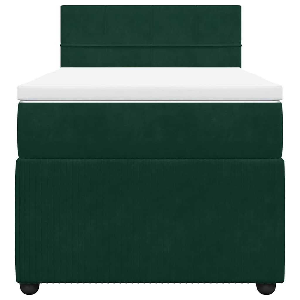 Κρεβάτι Boxspring με Στρώμα Σκούρο Πράσινο 80x200 εκ. Βελούδινο - Pakobazaar