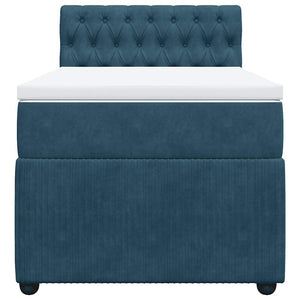 Κρεβάτι Boxspring με Στρώμα Μπλε 80 x 200 εκ. Βελούδινο - Pakobazaar