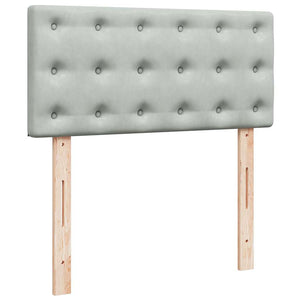 Κρεβάτι Boxspring με Στρώμα Ανοιχτό Γκρι 80x200 εκ. Βελούδινο - Pakobazaar