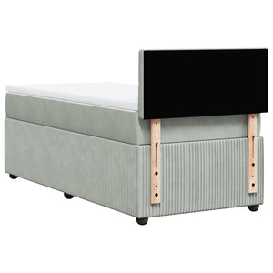 Κρεβάτι Boxspring με Στρώμα Ανοιχτό Γκρι 80x200 εκ. Βελούδινο - Pakobazaar