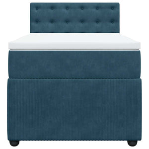 Κρεβάτι Boxspring με Στρώμα Μπλε 80 x 200 εκ. Βελούδινο - Pakobazaar