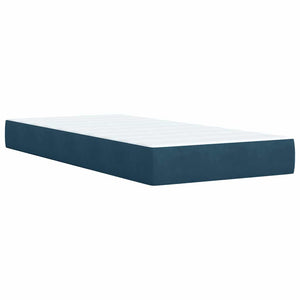 Κρεβάτι Boxspring με Στρώμα Μπλε 80 x 200 εκ. Βελούδινο - Pakobazaar