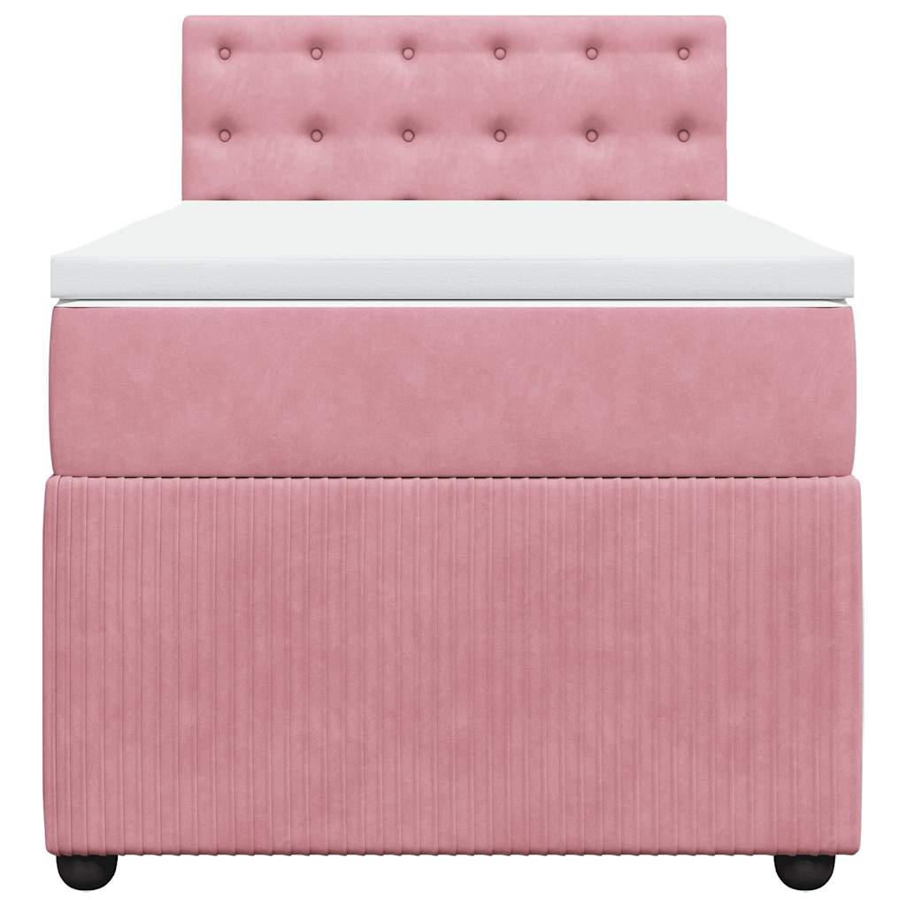 Κρεβάτι Boxspring με Στρώμα Ροζ 80 x 200 εκ. Βελούδινο - Pakobazaar