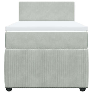 Κρεβάτι Boxspring με Στρώμα Ανοιχτό Γκρι 90x190 εκ. Βελούδινο - Pakobazaar
