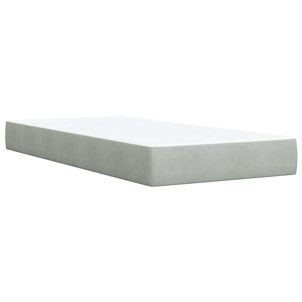 Κρεβάτι Boxspring με Στρώμα Ανοιχτό Γκρι 90x190 εκ. Βελούδινο - Pakobazaar