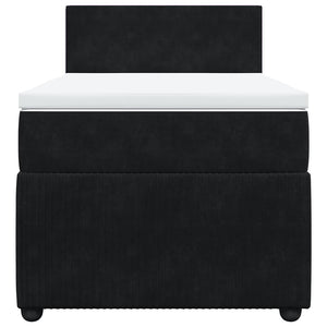 Κρεβάτι Boxspring με Στρώμα Μαύρο 90x190 εκ. Βελούδινο - Pakobazaar