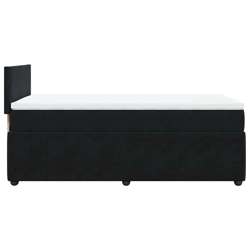 Κρεβάτι Boxspring με Στρώμα Μαύρο 90x190 εκ. Βελούδινο - Pakobazaar