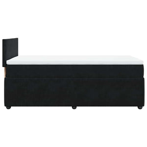 Κρεβάτι Boxspring με Στρώμα Μαύρο 90x190 εκ. Βελούδινο - Pakobazaar