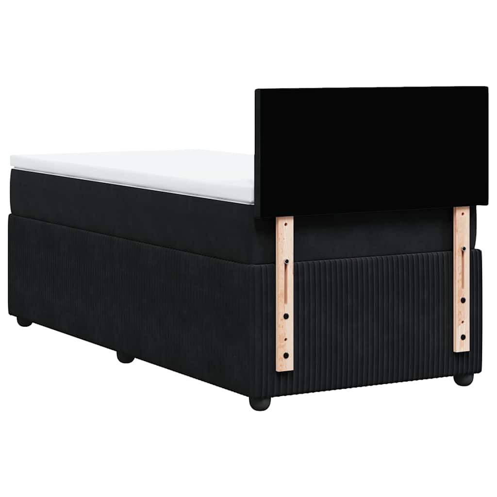 Κρεβάτι Boxspring με Στρώμα Μαύρο 90x190 εκ. Βελούδινο - Pakobazaar