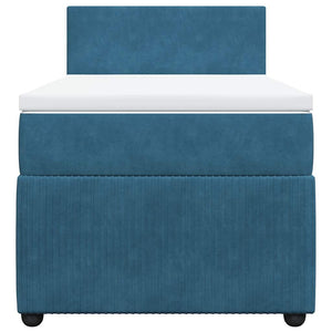 Κρεβάτι Boxspring με Στρώμα Μπλε 90x190 εκ. Βελούδινο - Pakobazaar