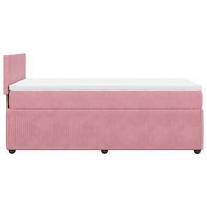 Κρεβάτι Boxspring με Στρώμα Ροζ 90x190 εκ. Βελούδινο - Pakobazaar