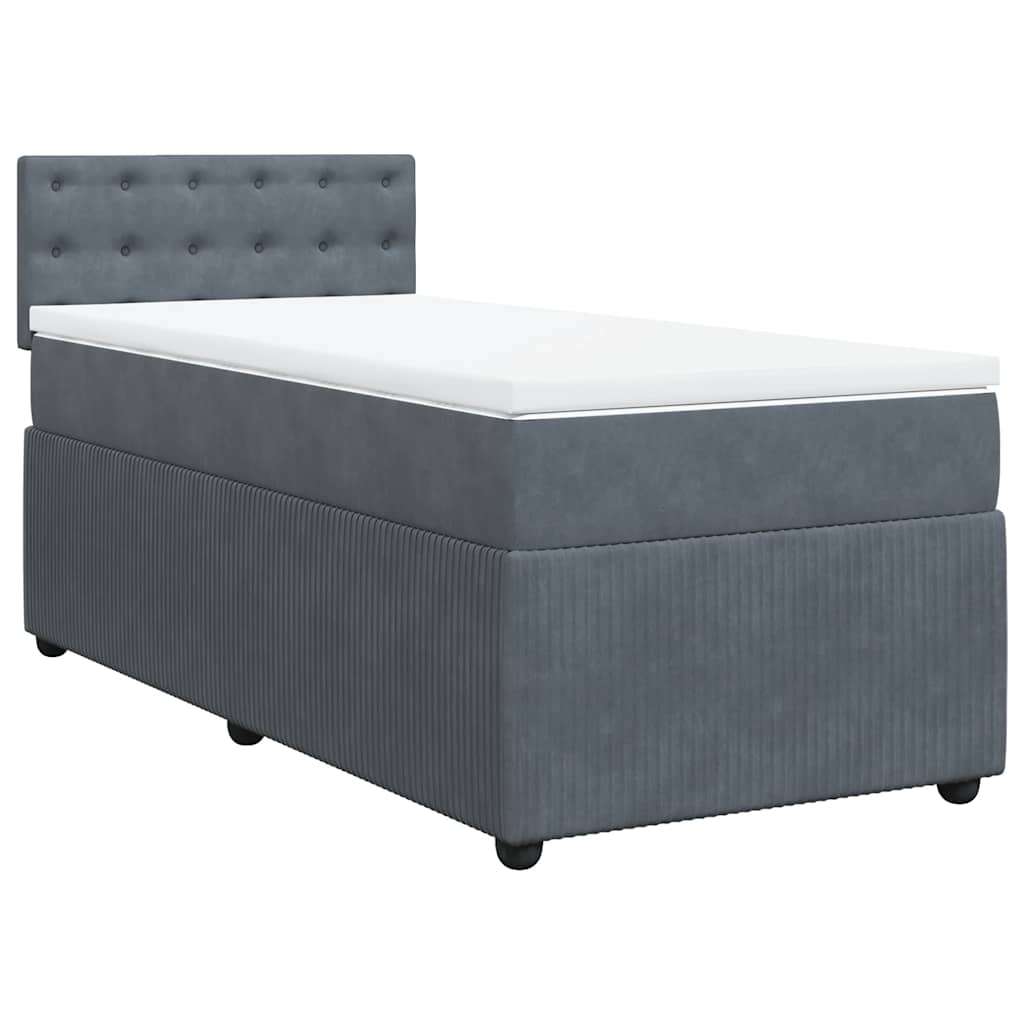 Κρεβάτι Boxspring με Στρώμα Σκούρο Γκρι 90x190 εκ. Βελούδινο