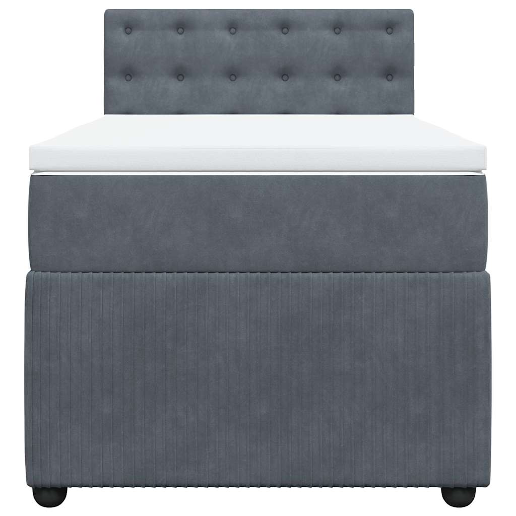 Κρεβάτι Boxspring με Στρώμα Σκούρο Γκρι 90x190 εκ. Βελούδινο