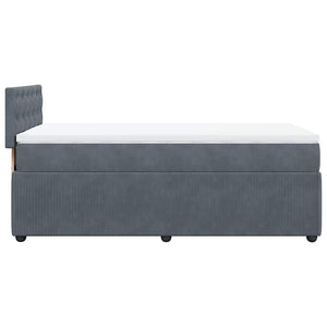 Κρεβάτι Boxspring με Στρώμα Σκούρο Γκρι 90x190 εκ. Βελούδινο