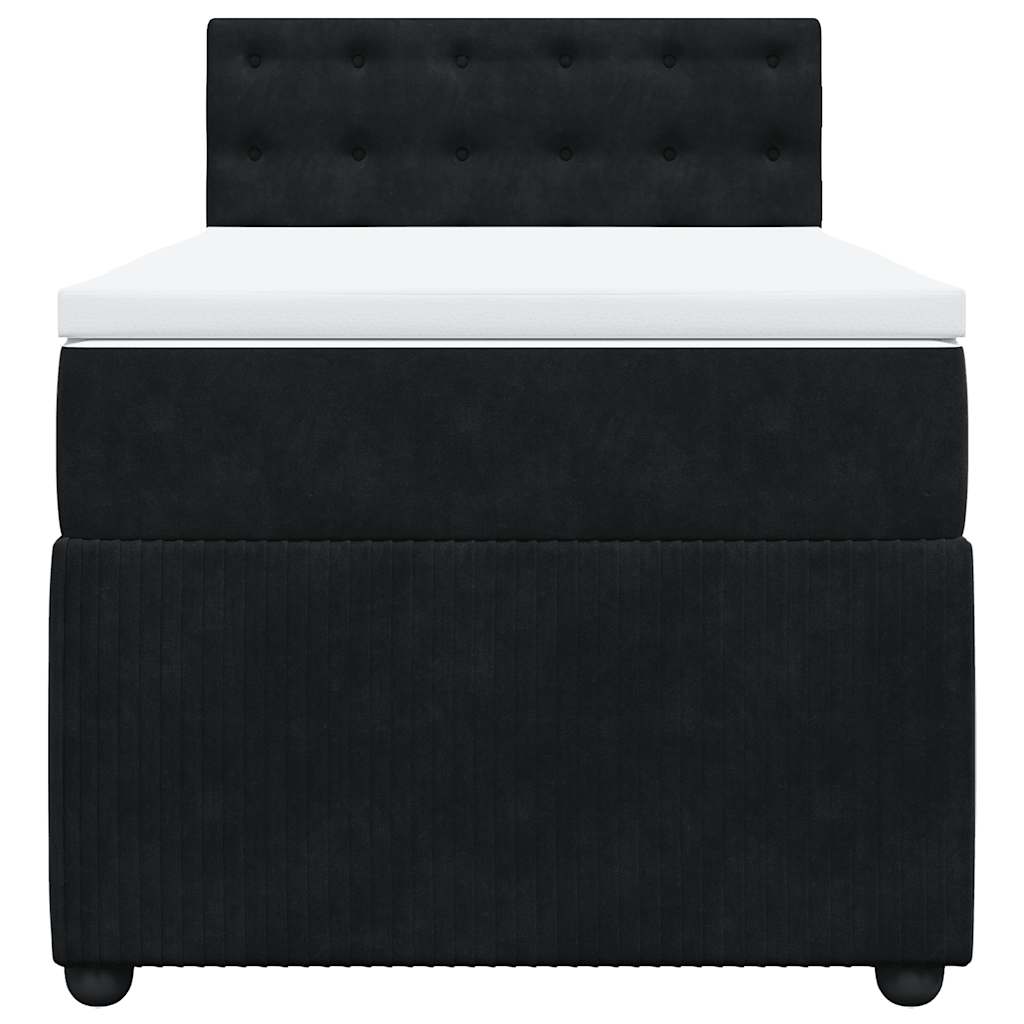 Κρεβάτι Boxspring με Στρώμα Μαύρο 90x190 εκ. Βελούδινο - Pakobazaar