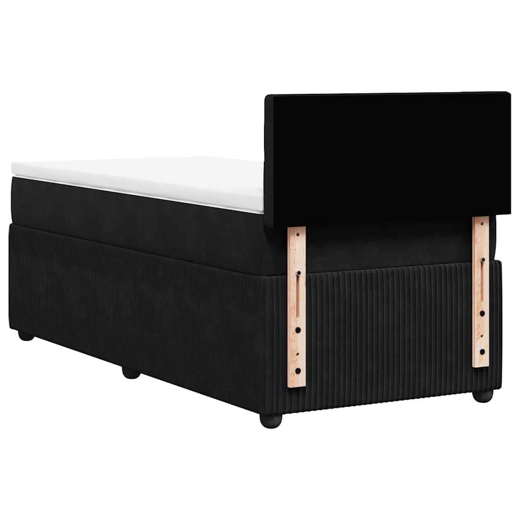 Κρεβάτι Boxspring με Στρώμα Μαύρο 90x190 εκ. Βελούδινο - Pakobazaar