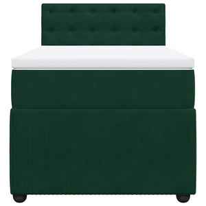 Κρεβάτι Boxspring με Στρώμα Σκούρο Πράσινο 90x190 εκ. Βελούδινο