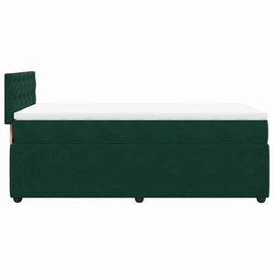Κρεβάτι Boxspring με Στρώμα Σκούρο Πράσινο 90x190 εκ. Βελούδινο