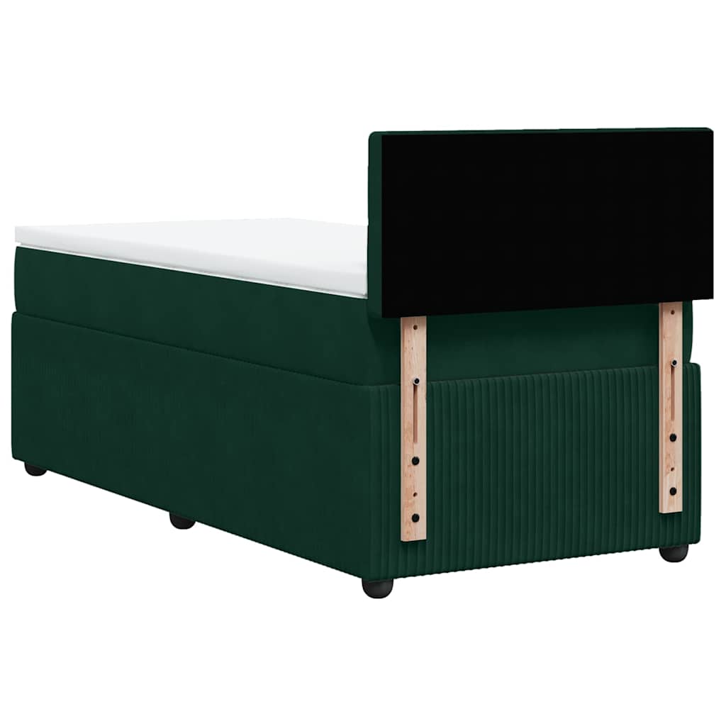 Κρεβάτι Boxspring με Στρώμα Σκούρο Πράσινο 90x190 εκ. Βελούδινο