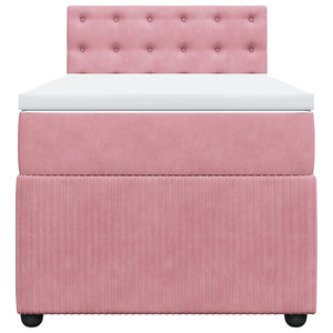 Κρεβάτι Boxspring με Στρώμα Ροζ 90x190 εκ. Βελούδινο - Pakobazaar