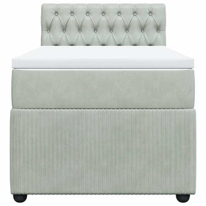 Κρεβάτι Boxspring με Στρώμα Ανοιχτό Γκρι 90x190 εκ. Βελούδινο - Pakobazaar
