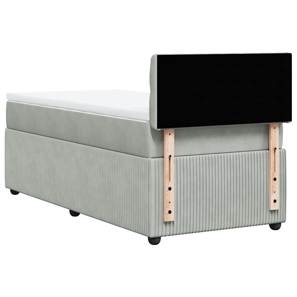 Κρεβάτι Boxspring με Στρώμα Ανοιχτό Γκρι 90x190 εκ. Βελούδινο - Pakobazaar