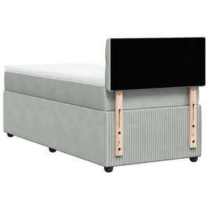 Κρεβάτι Boxspring με Στρώμα Ανοιχτό Γκρι 90x190 εκ. Βελούδινο - Pakobazaar