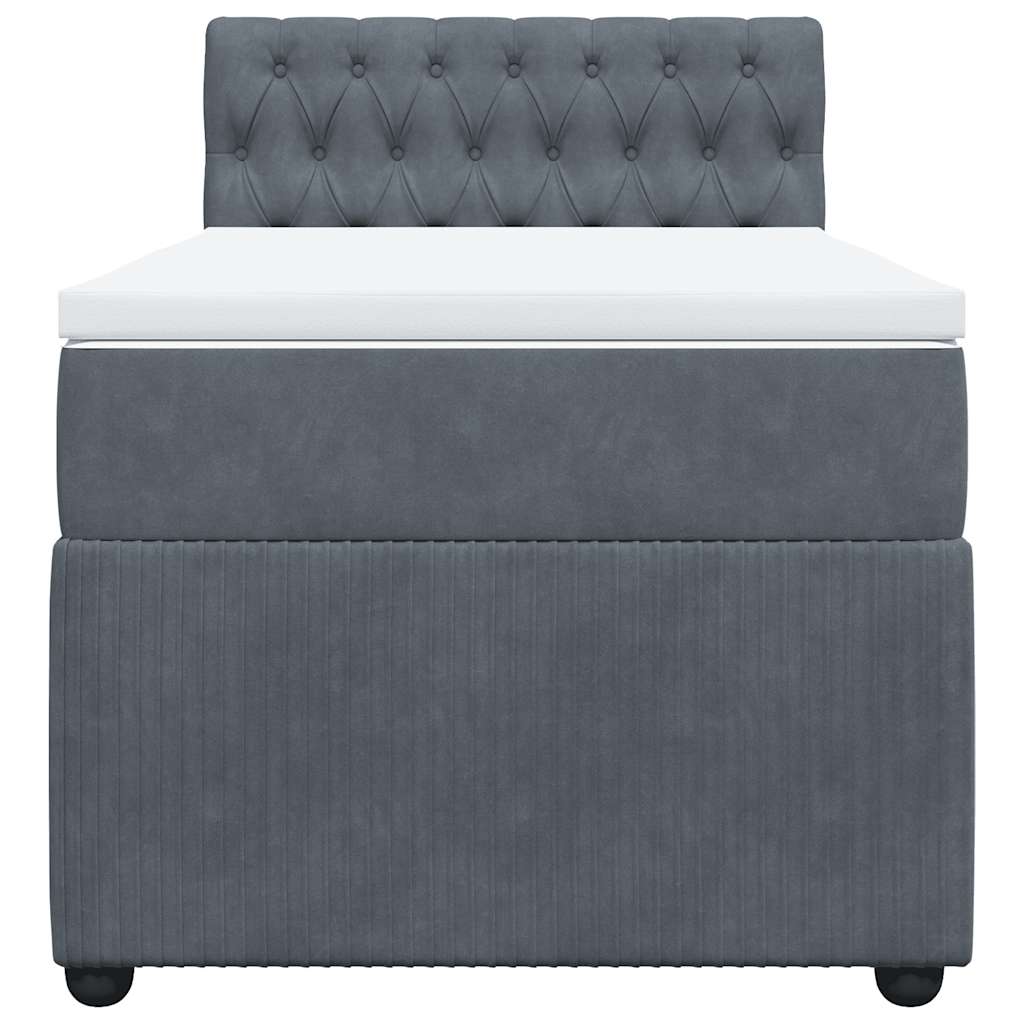 Κρεβάτι Boxspring με Στρώμα Σκούρο Γκρι 90x190 εκ. Βελούδινο
