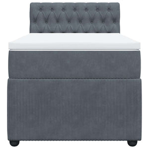 Κρεβάτι Boxspring με Στρώμα Σκούρο Γκρι 90x190 εκ. Βελούδινο
