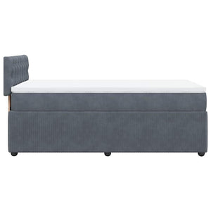 Κρεβάτι Boxspring με Στρώμα Σκούρο Γκρι 90x190 εκ. Βελούδινο