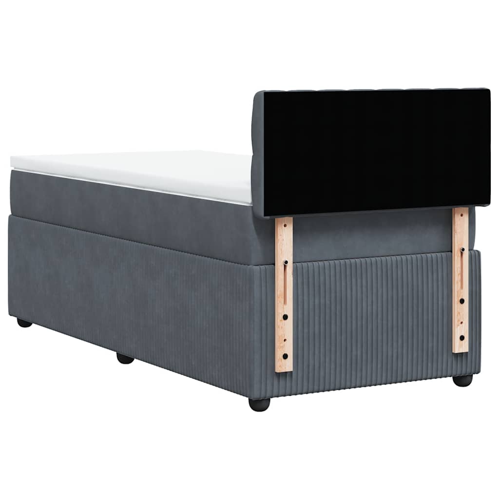 Κρεβάτι Boxspring με Στρώμα Σκούρο Γκρι 90x190 εκ. Βελούδινο