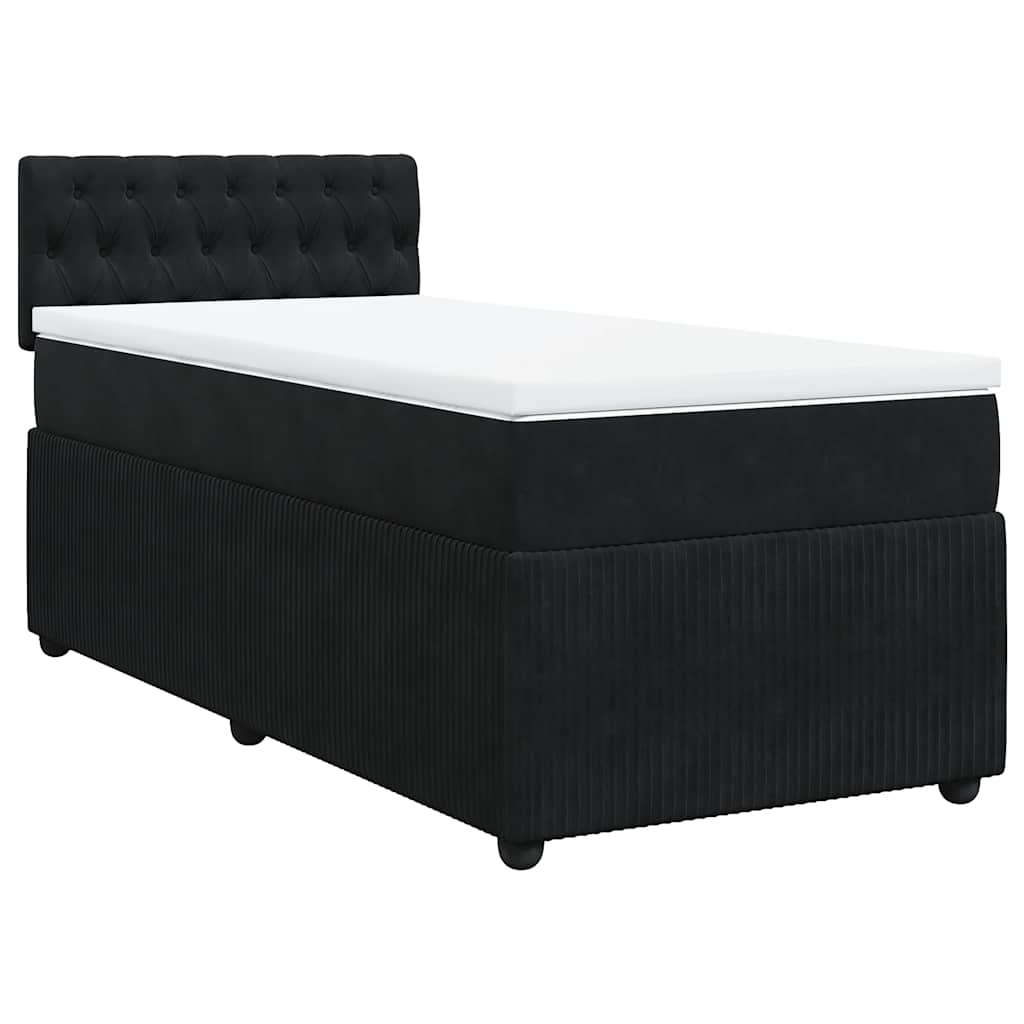 Κρεβάτι Boxspring με Στρώμα Μαύρο 90x190 εκ. Βελούδινο - Pakobazaar