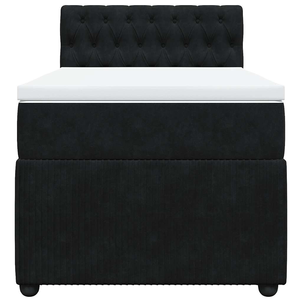 Κρεβάτι Boxspring με Στρώμα Μαύρο 90x190 εκ. Βελούδινο - Pakobazaar