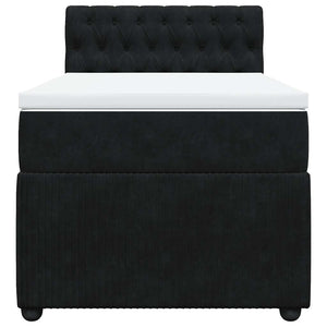 Κρεβάτι Boxspring με Στρώμα Μαύρο 90x190 εκ. Βελούδινο - Pakobazaar