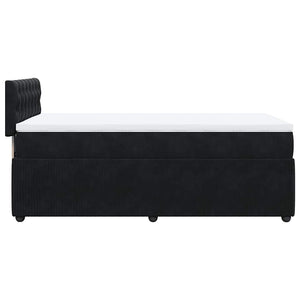 Κρεβάτι Boxspring με Στρώμα Μαύρο 90x190 εκ. Βελούδινο - Pakobazaar