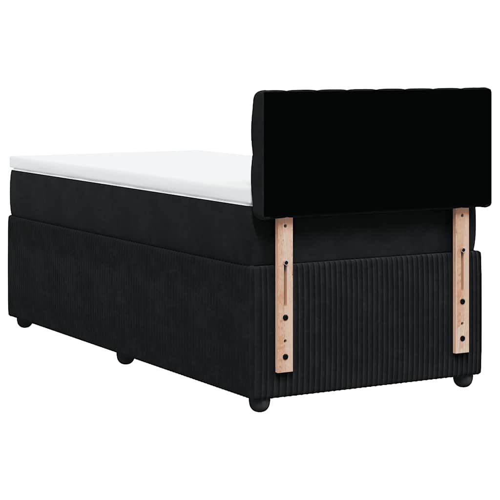 Κρεβάτι Boxspring με Στρώμα Μαύρο 90x190 εκ. Βελούδινο - Pakobazaar