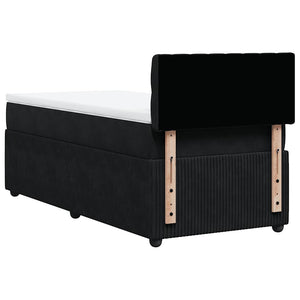 Κρεβάτι Boxspring με Στρώμα Μαύρο 90x190 εκ. Βελούδινο - Pakobazaar