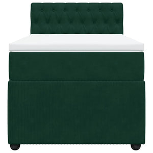 Κρεβάτι Boxspring με Στρώμα Σκούρο Πράσινο 90x190 εκ. Βελούδινο