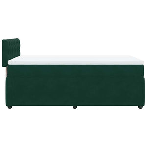 Κρεβάτι Boxspring με Στρώμα Σκούρο Πράσινο 90x190 εκ. Βελούδινο